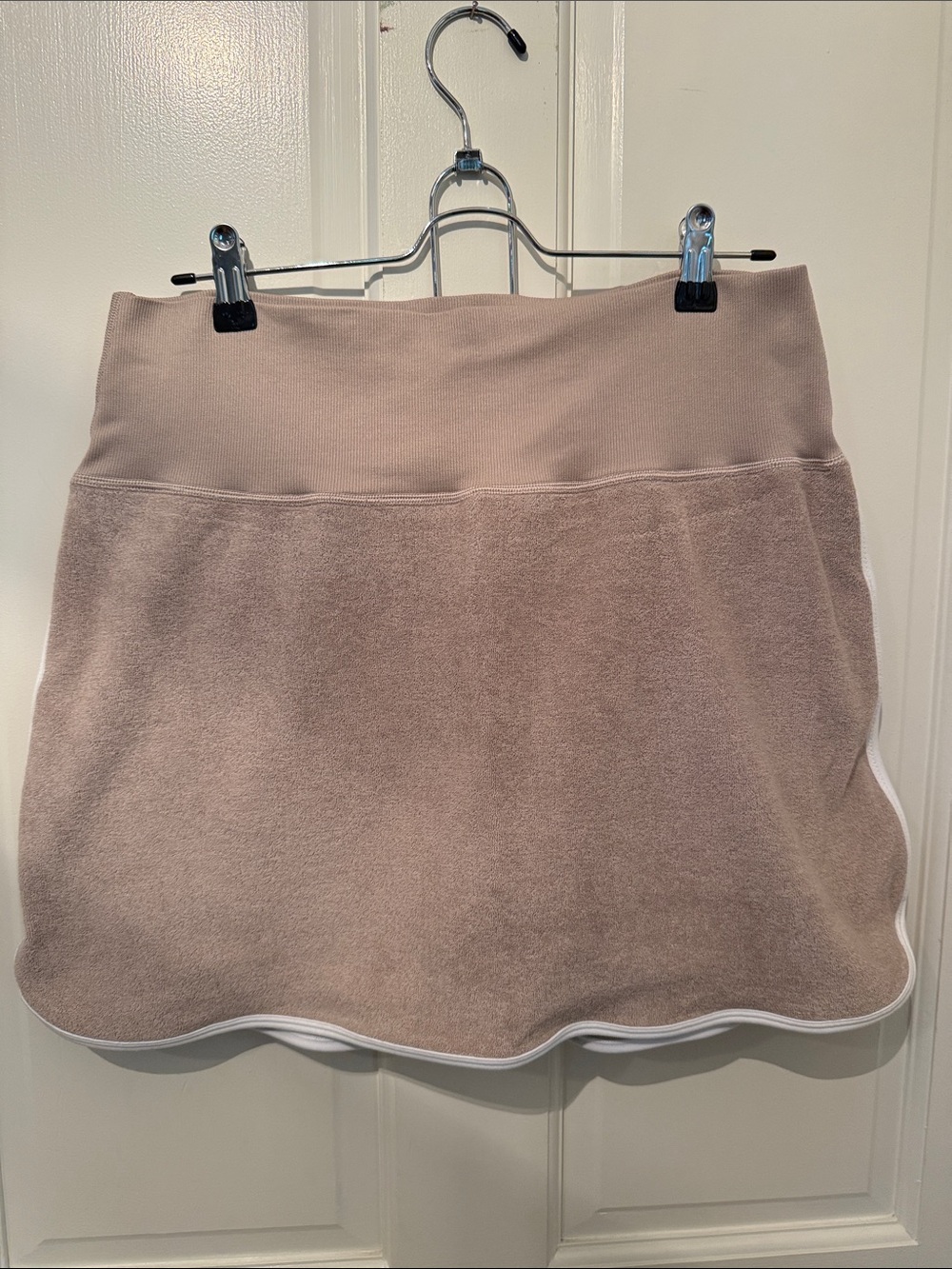 Aerie Offline Terry Skort in Taupe with White Trim